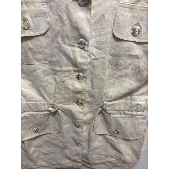 Mevisto Womens Beige Linen Button-Down Jacket With Pockets Size L - Picture 9 of 11
